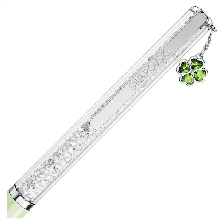Crystalline ballpoint pen Clover, Green, Green lacquered, Chrome plated
